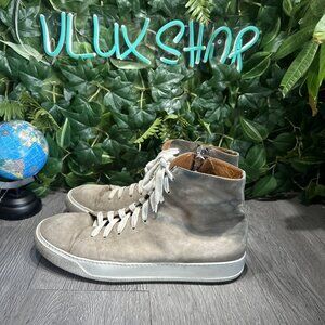 ARI Men’s High Top Suede Side Zipper Taupe Beige Size 43 Sneakers